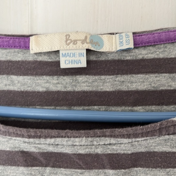 Great Condition Boden Purple and Gray Stripe Jersey Short Dress, size 6P - Picture 2 of 4